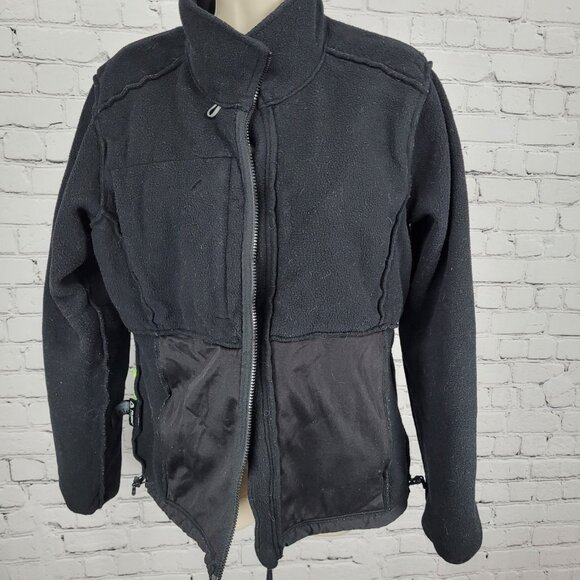 The North Face Black Polartec Fleece Nylon Full Zip Mock Neck Jacket Medium M - Picture 5 of 16